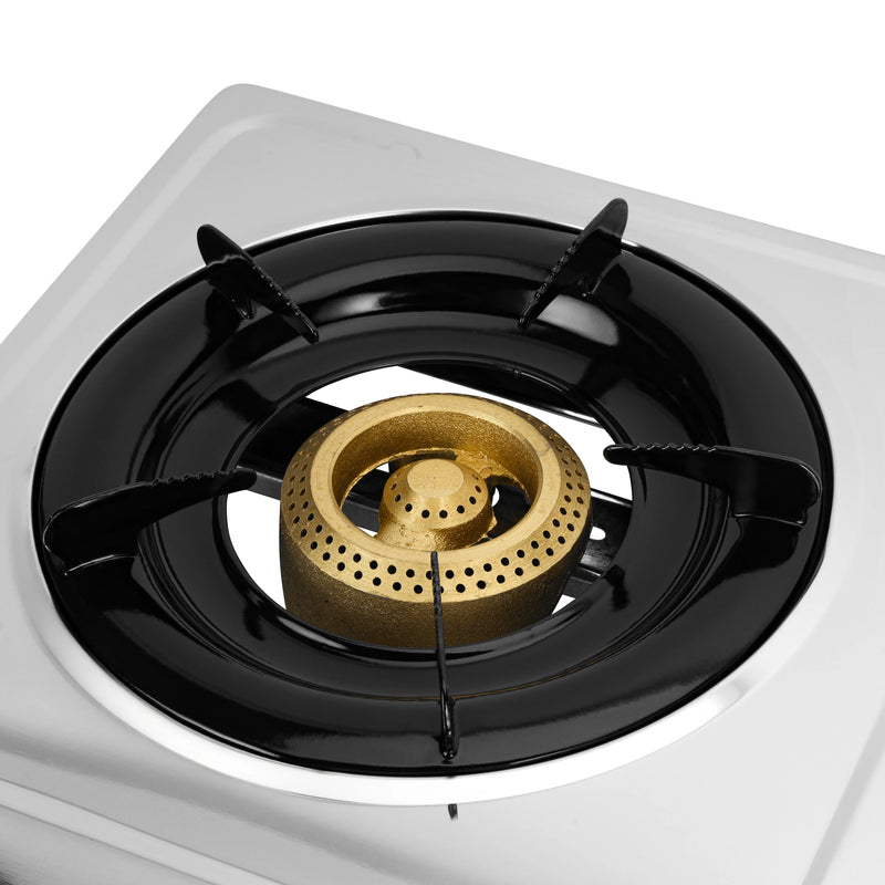 GEEPAS | Stainless Steel Gas Cooker Double Cast Iron Burner Stovetop Silver | GK5605
