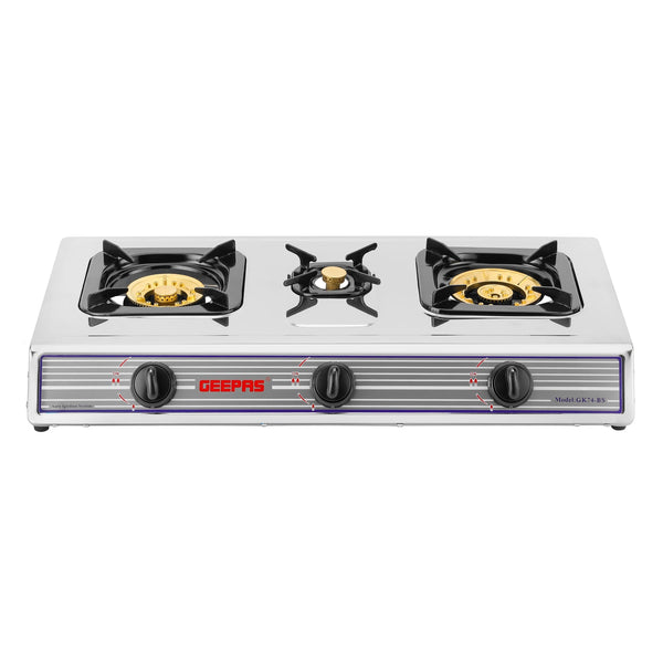 GEEPAS | Stainless Steel 3 Burner Gas Cooker | GK74BS