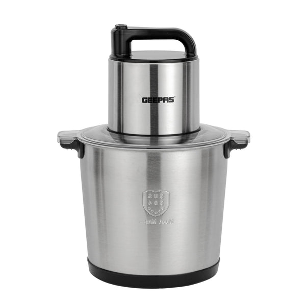 GEEPAS | 10Ltrs Multi Chopper 1500W Stainless Steel Coarse & Fine Mincing For Veg Fruits & Meat Black Silver | GMC42031