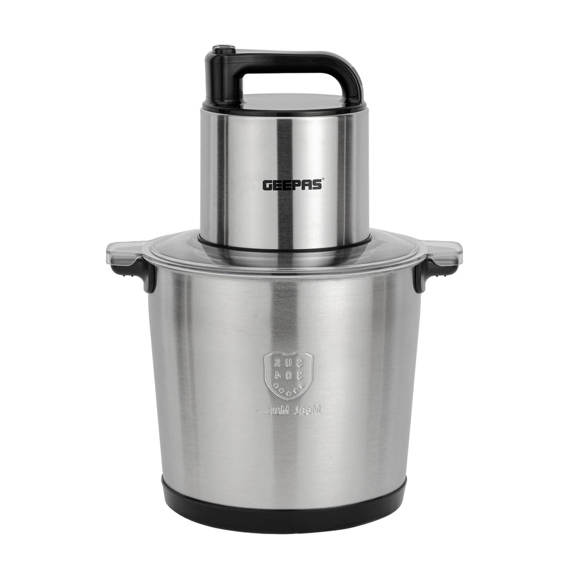 GEEPAS | 10Ltrs Multi Chopper 1500W Stainless Steel Coarse & Fine Mincing For Veg Fruits & Meat Black Silver | GMC42031