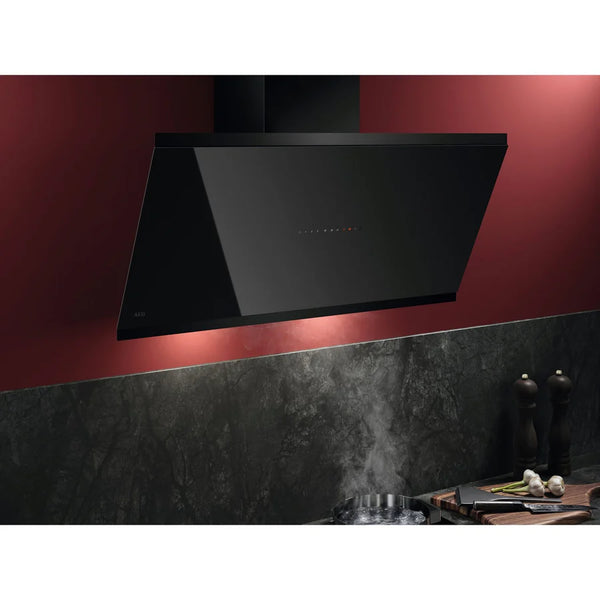 AEG | Chimney Cooker Hood 7000 Series SilenceTech 90cm Touch on Glass Black | GV77D91SB