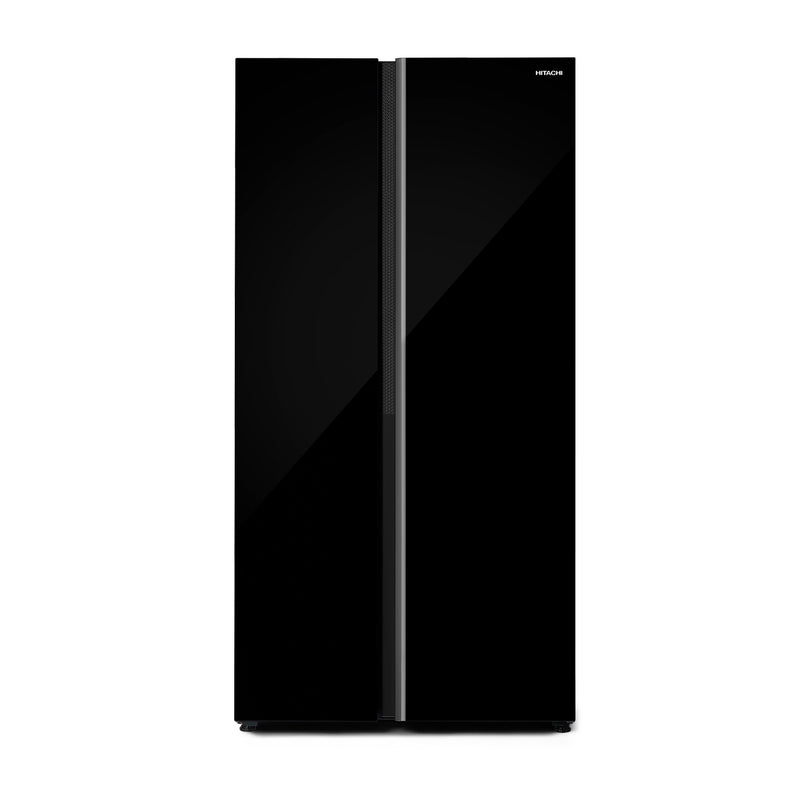 HITACHI | Skyline Series Side by Side Refrigerator 656L Glass Black | HRSN9713ESGBKGF