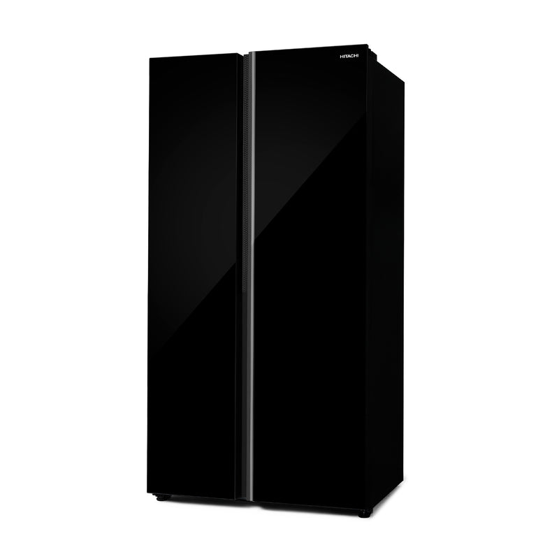 HITACHI | Skyline Series Side by Side Refrigerator 656L Glass Black | HRSN9713ESGBKGF