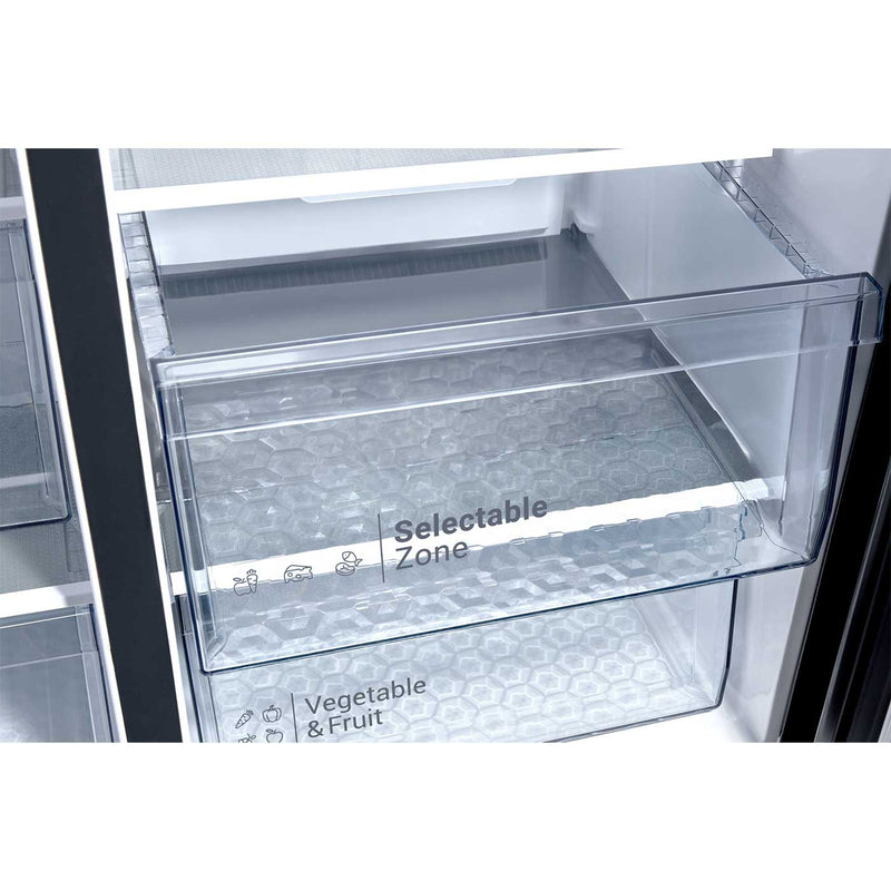 HITACHI | Skyline Series Side by Side Refrigerator 656L Glass Black | HRSN9713ESGBKGF