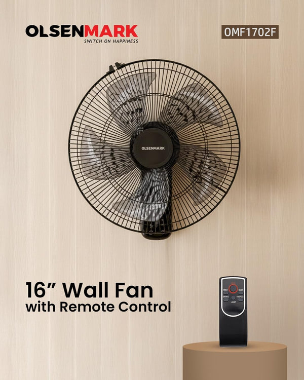 OLSENMARK | 16" Wall Fan 70W with Remote Control  |  OMF1702F