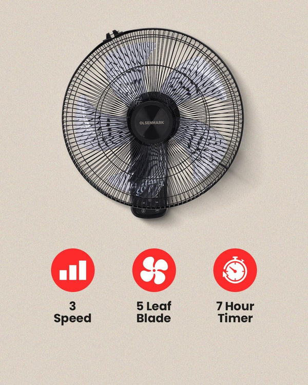 OLSENMARK | 16" Wall Fan 70W with Remote Control  |  OMF1702F