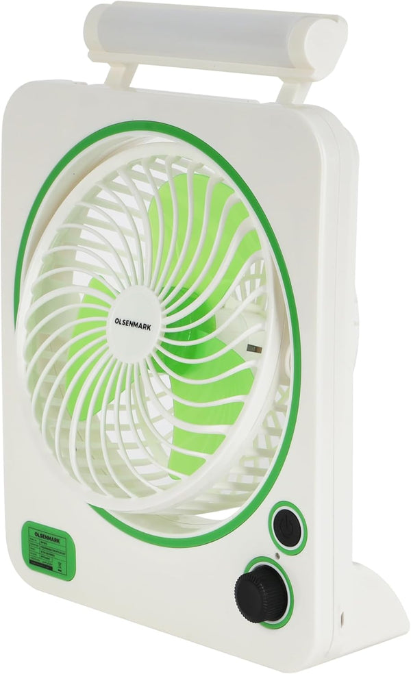 OLSENMARK | 6" Rechargable Fan With Led Light/3 Speed | OMF1875
