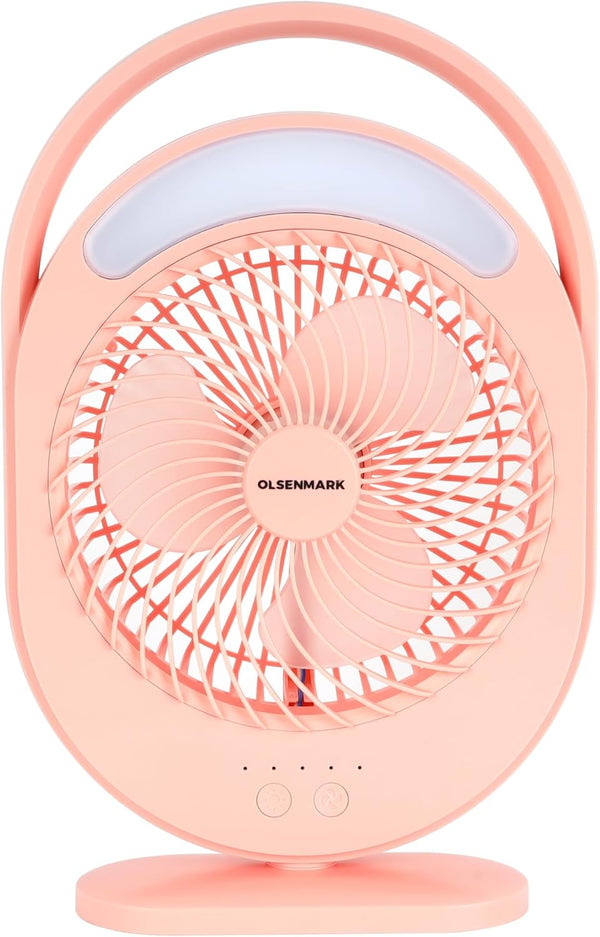 OLSENMARK | 6" Rechargable Fan With Led Light/3 Speed | OMF1876