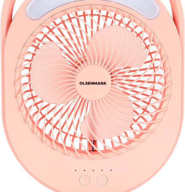 OLSENMARK | 6" Rechargable Fan With Led Light/3 Speed | OMF1876