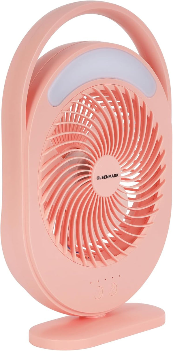 OLSENMARK | 6" Rechargable Fan With Led Light/3 Speed | OMF1876