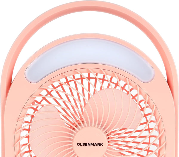OLSENMARK | 6" Rechargable Fan With Led Light/3 Speed | OMF1876
