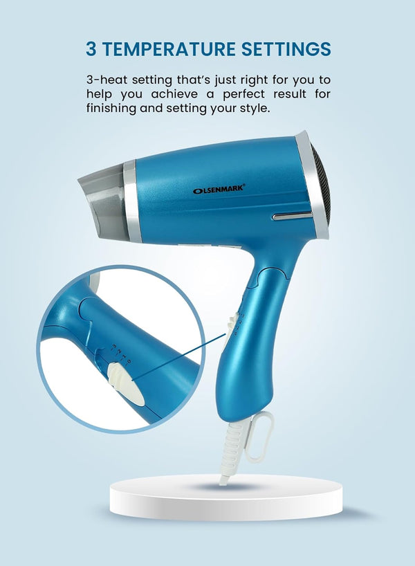 OLSENMARK | Mini Powerful Hair Dryer Olsenmark Hair Styler Power 1400W | OMH4008
