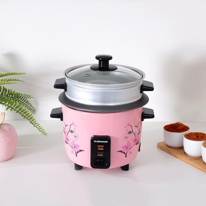 OLSENMARK | 3 in 1 Rice Cooker 0.6Ltrs Inner/Glass Lid | OMRC2350