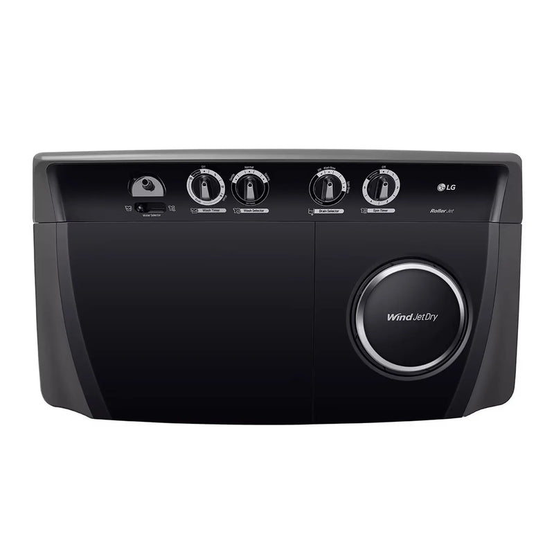 LG | Twin Tub Washing Machine 13kg 3 Dimension Roller Jet Pulsator For Sparkle Clean Clothes Middle Black | P1461RWNL