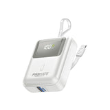 PROMATE | 10000 Mah Power Bank With 35 W Power Deivery With Built In C and Lightning White | POWERPOD-10.WHITE