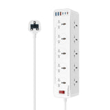 PROMATE | 10AC Socket Space Efficient Power Strip with Multiple Fast Charging USB Ports | POWERMATRIX2-5M.UK