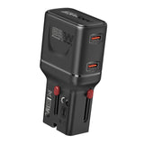 PROMATE | 565W PD Ganfast Dual Port Universal Travel Adaptor Black | TRIPLUG-65PD