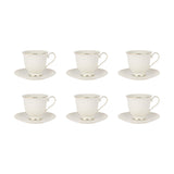 ROYALFORD | Bone China Cup & Saucer Set includes 12 pieces with six 250ml cups & six 6