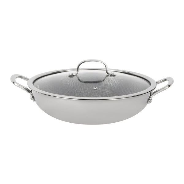 ROYALFORD | Triply Stainless Steel Wok Pan 28cm with honeycomb non stick interior | RF12641