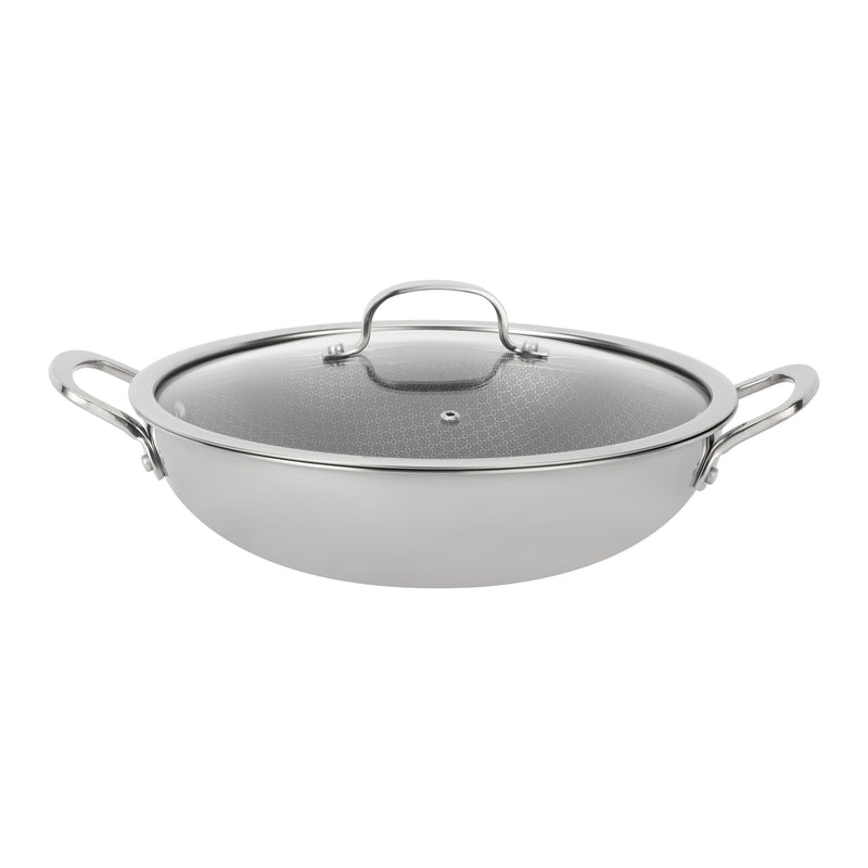 ROYALFORD | Triply Stainless Steel Wok Pan 28cm with honeycomb non stick interior | RF12641