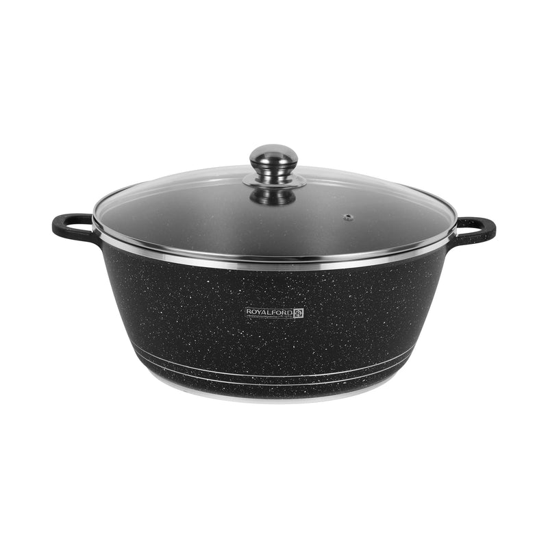 ROYALFORD | 36 cm Die Cast Casserole Non-Stick Cookware with Granite Coating Compatible with Hot Plate Halogen Gas Cooktops | RF12703