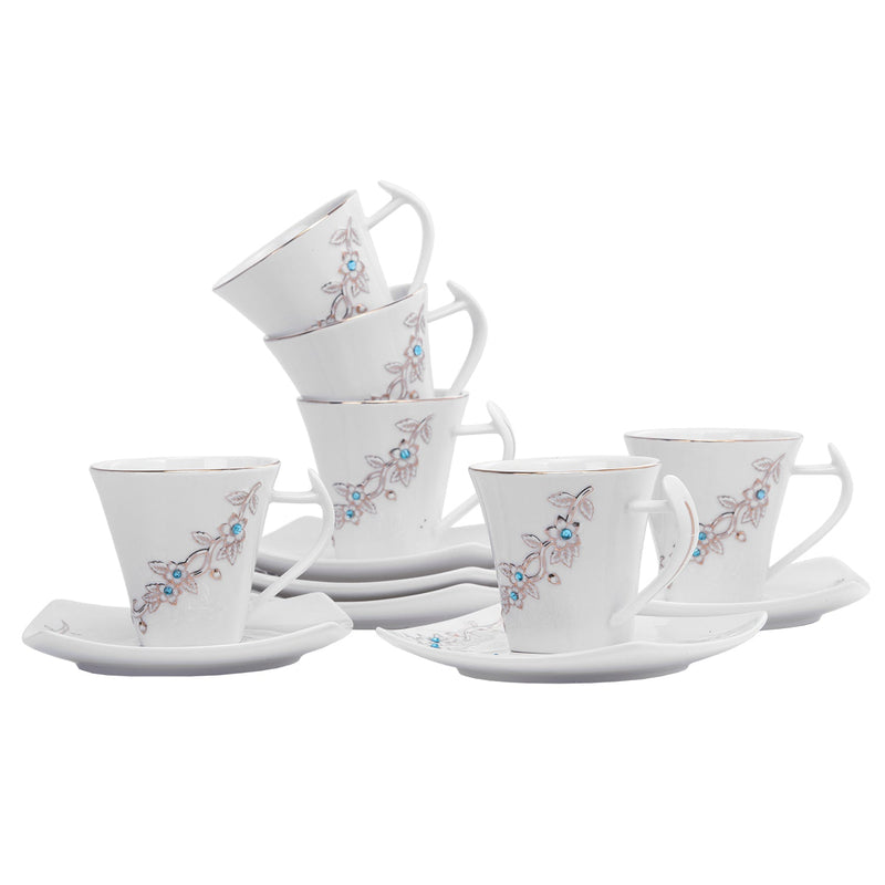 ROYALFORD | 12PCS Bone China Square Cup & Saucer Set | RF5728