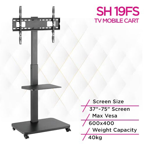 SKILL TECH |  Minimalist TV Trolley Stand, Tv Cart 37-75" | SH 19FS