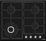 SIMFER | Built-in Gas Hob 4 Gas Burners Black Glass 60cm | SMFBHGTR60