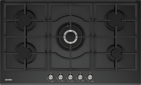 SIMFER | Built-in Gas Hob 90cm 5 Gas burners Black Glass | SMFBHGTR90