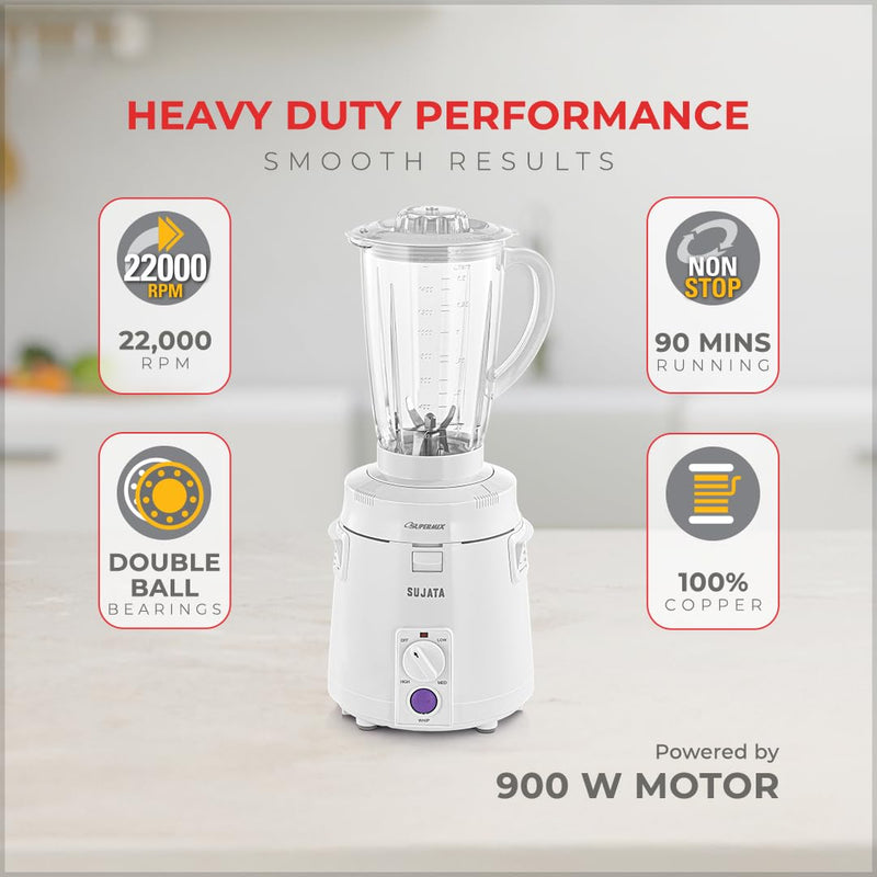 SUJATA | Supermix 900 Watts Mixer Grinder White