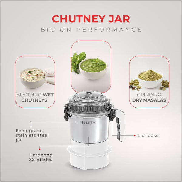 SUJATA | Supermix 900 Watts Mixer Grinder White