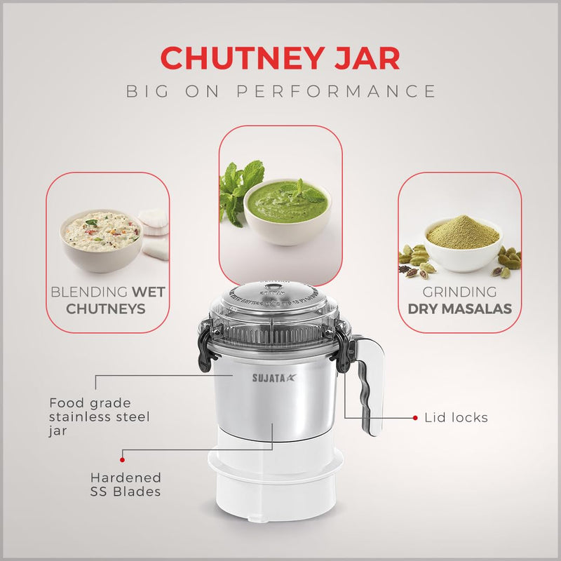 SUJATA | Supermix 900 Watts Mixer Grinder White