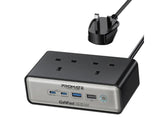 PROMATE | 65 W PD Ganfast Charging Station With Dual Socket 2 Meter Cable Length | POWERBRIX2-GAN65