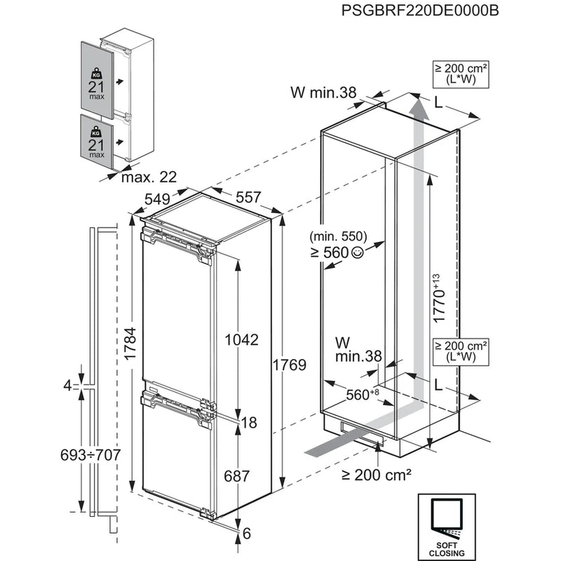 AEG | Built-in Fridge/Freezer Combinations No Frost | TSC8M189DC