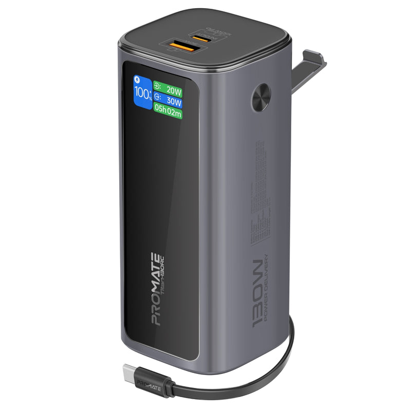 PROMATE | 20000 MAH 130 W PB With USB C Cable And TFT LCD Screen 100 PD | TITAN-130RC
