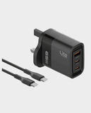 MOXEDO | Lite 65W GaN Charger with USB-C Cable Fast Charging Dual USB-C/USB-A Port Black | ML-C013-C