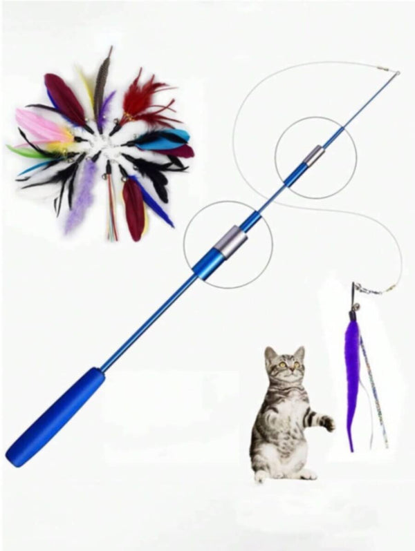 Feather Teaser Stick Wand - Blue