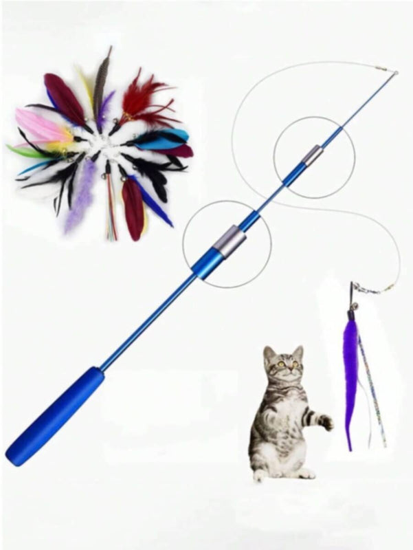 Feather Teaser Stick Wand - Blue