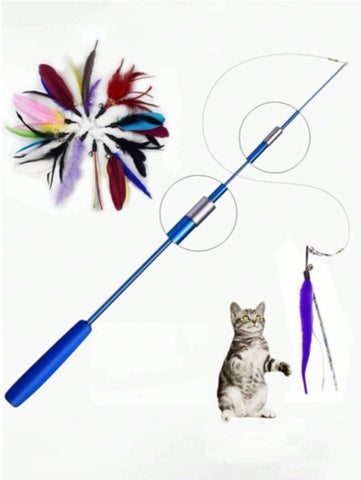 Feather Teaser Stick Wand - Blue