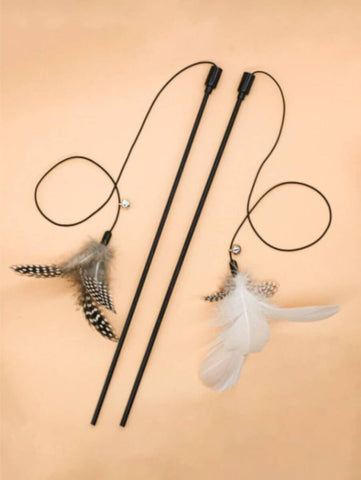 Teaser Stick With Pearl & Feather - Black