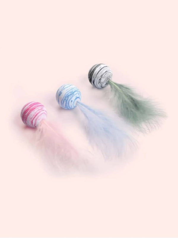 Multicolor Ball With Feather - Blue & White(1 Pc)