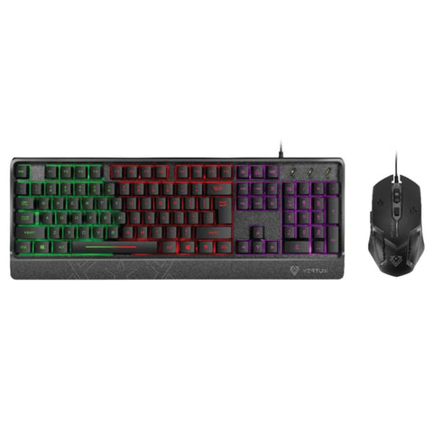 VERTUX | Backlit Ergonomic Wired Gaming Keyboard & Mouse Black | ORION.E/A