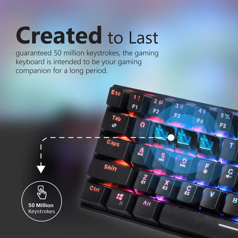VERTUX | Ultimate Performance Mini Bluetooth Wireless Gaming Keyboard 16.8 Million RGB LED Backlight | VERTUPRO.E/A