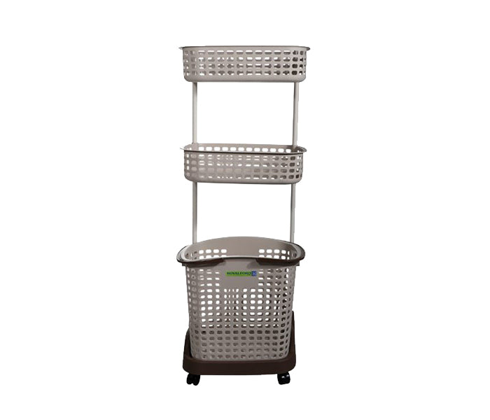 ROYALFORD | 3 Layer Home Basket With Wheel Grey | RF9303