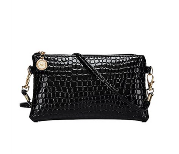 Leather Crocodile Pattern Handbag For Women - Black | JPN2846