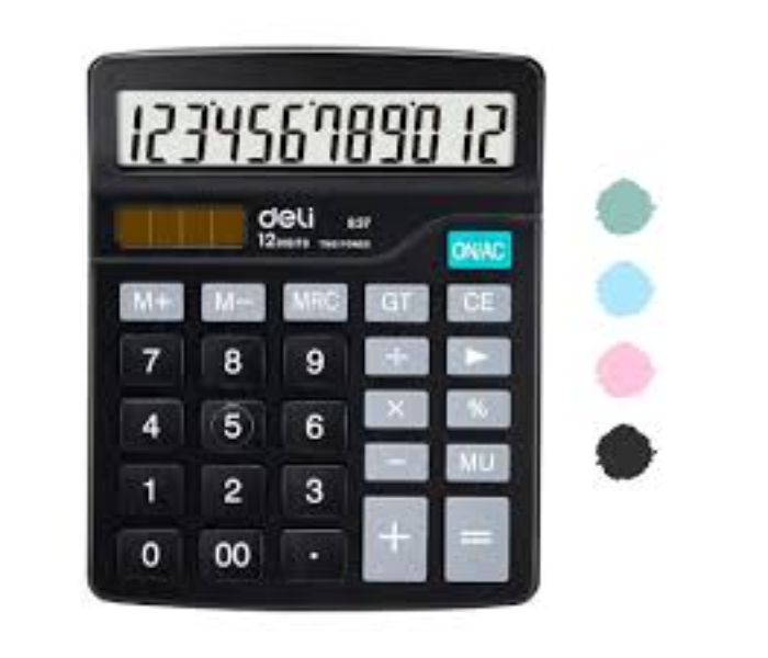 DELI | 12 Digit Desktop Calculator, Standard Function, Large Display for Easy Use in Offices, Schools, and Home - E837 | JPO6466