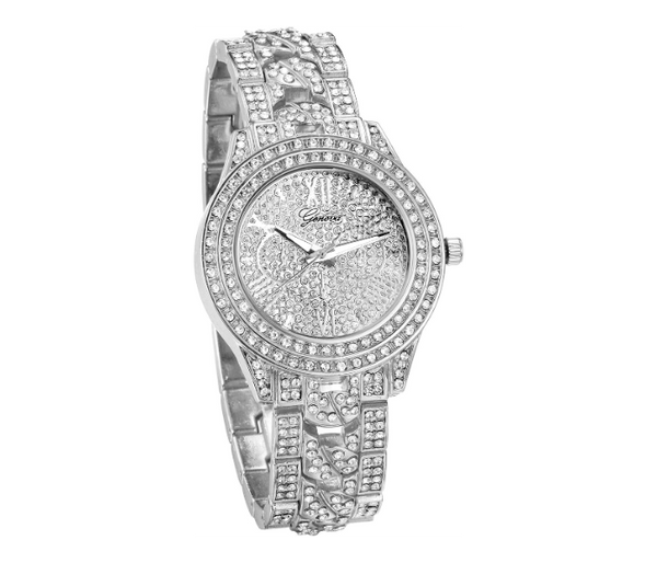 Jongo Luxury Full Diamonds Fashion Stainless Steel Watch For Women - Silver | JPN3103