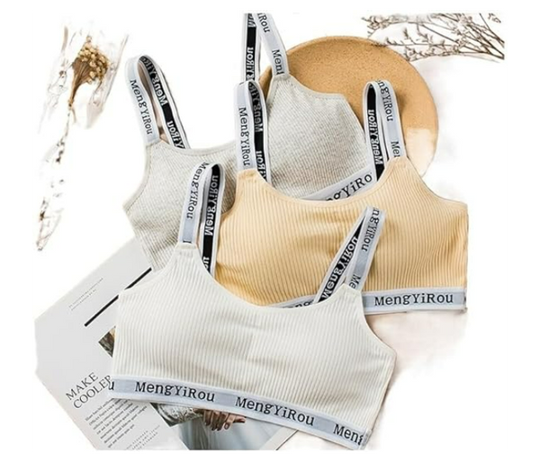 Women Fitness Crop Seamless Bra Women Cotton Bra Casual Letter Bra Detachable Sling top Fitness Breathable Without Steel | JPN8283