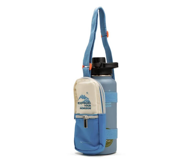 Hydrobrew Vacuum-Insulated Travel Water Bottle with Sling Bag, 950ml, Blue - HB-WBBG-EXBU | JPO6520