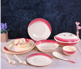 ROYALFORD | 64 Pieces Ribble Designed Melamine Ware Dinner Set Ivory & Orange | Rf8102